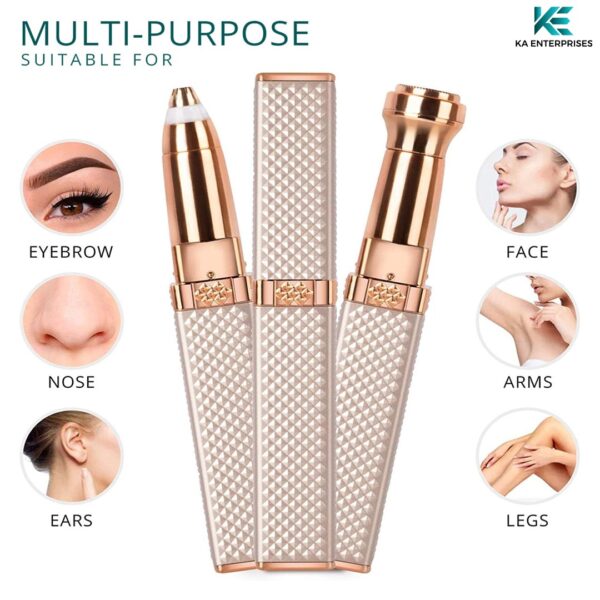 Flawless Painless Hair Remover for Women Facial Hair & Eyebrow Shaper, Upper Lip Hair Removing Machine with Built-In LED Light | Gentle & Portable Electric Trimmer for Face, Chin & Body Hair - Image 2