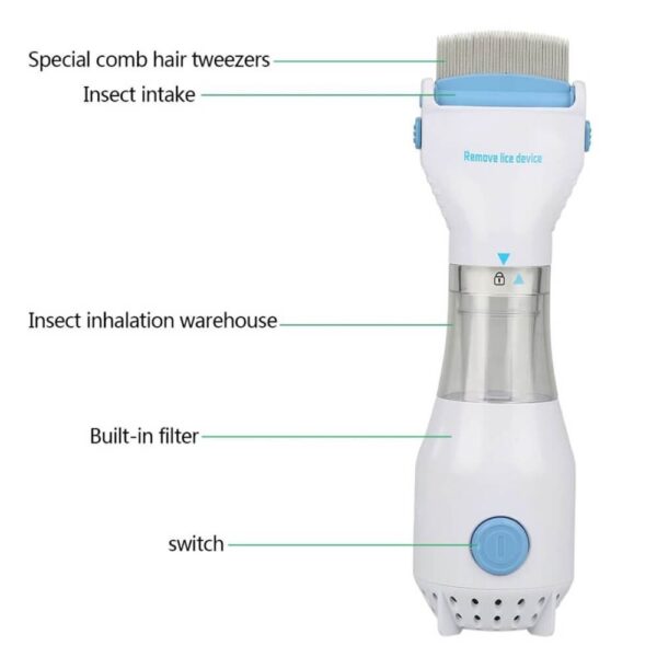 V-Comb Head Lice Machine with Filter | Electric Anti-Lice Treatment Device | Safe & Effective Head Lice and Nit Removal Tool for Kids & Adults | Reusable Filter Lice Removal Comb Machine - Image 3
