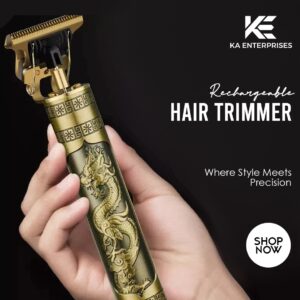 Professional Vintage Dragon Style T9 Hair Trimmer for Men | 0mm Precision Electric Clipper & Shaver | USB Rechargeable Cordless Grooming Kit | Close Shave Beard & Hair Styling Machine